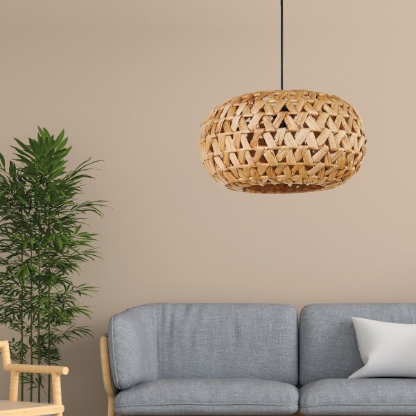 Lampadario a sospensione con filo HOSHI 1xE27/20W/230V diametro 38 cm canapa
