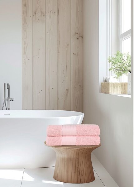 Set di 2 asciugamani in spugna di cotone rosa 70x140 cm - Good Morning