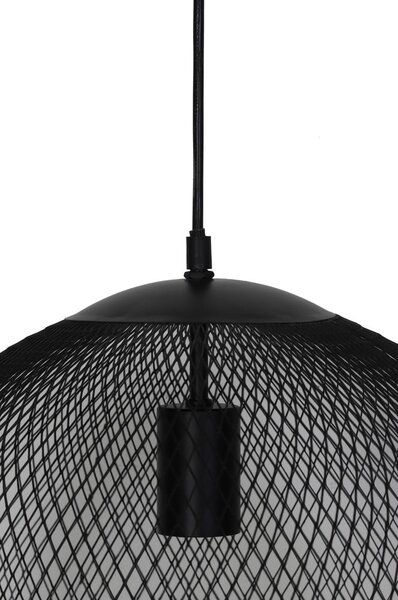 Lampadario nero opaco con paralume in metallo ø 50 cm Reilley - Light & Living
