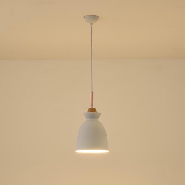 Lampadario a sospensione con filo 1xE27/15W/230V bianco diametro 19,5 cm