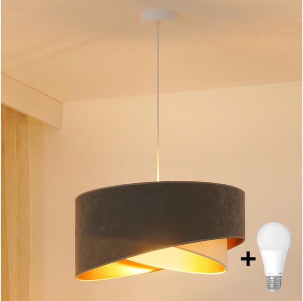Brilagi - Lampadario LED a sospensione con filo LYRA 1xE27/15W/230V grigio/color crema/oro