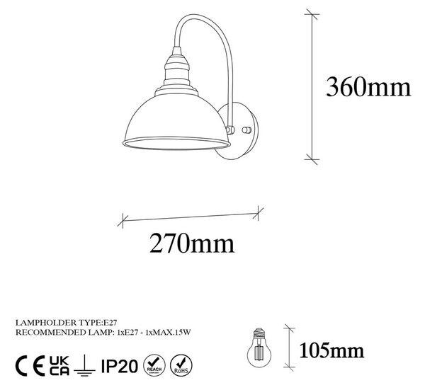 Lampada da parete color ottone ø 21 cm Varzan – Opviq lights