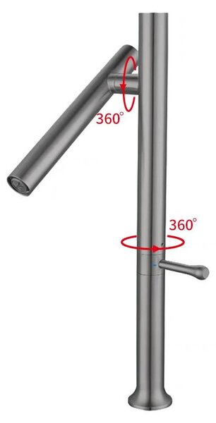 Miscelatore per cucina - Miscelatore per lavello - Acqua calda e fredda - Girevole a 360° - Valvola in Vetroceramica - Miscelatore monocomando - Installazione monoblocco - Finitura grigio scuro spazzolato