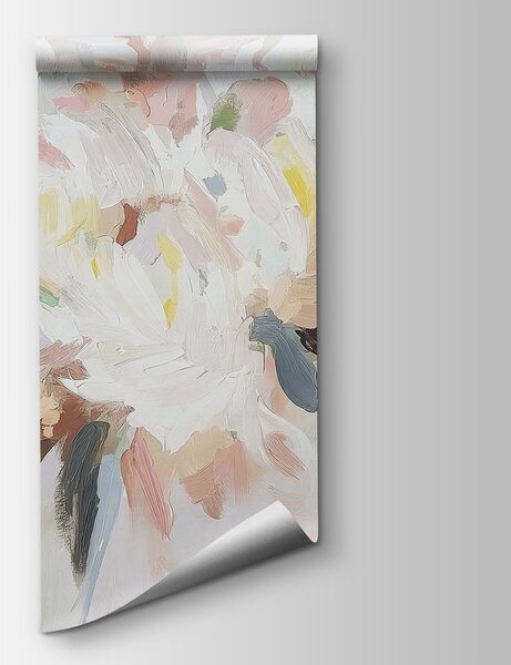 Carta da parati Pittura di fiori su una superficie bianca, Carta da parati popolare, Carta da parati popolare, w03579 - Tapeko.it
