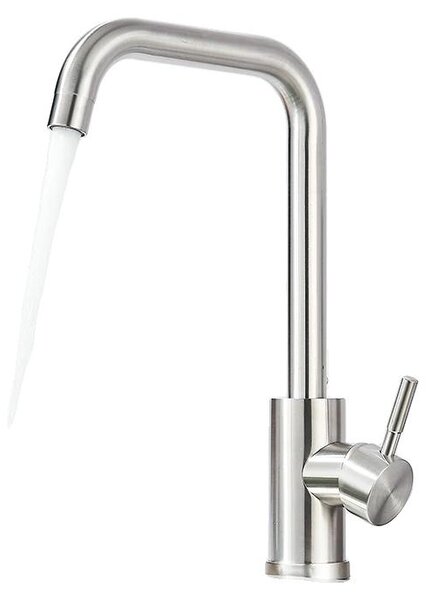 Rubinetto da cucina, con bocchetta girevole a 360°, design monocomando, finitura in nichel spazzolato, attacco G1/2