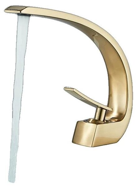 Miscelatore per lavabo, da montare a incasso, struttura in ottone, finitura oro spazzolato, finitura oro spazzolato