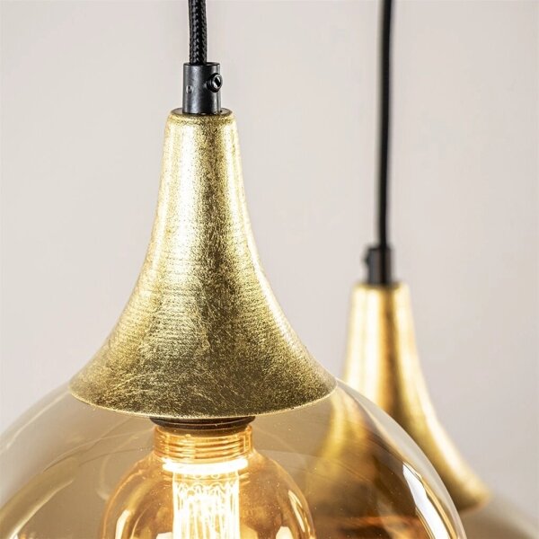 Lampadario a sospensione con filo CALYPSO 4xGU10/60W/230V + 4xE27/60W nero/oro