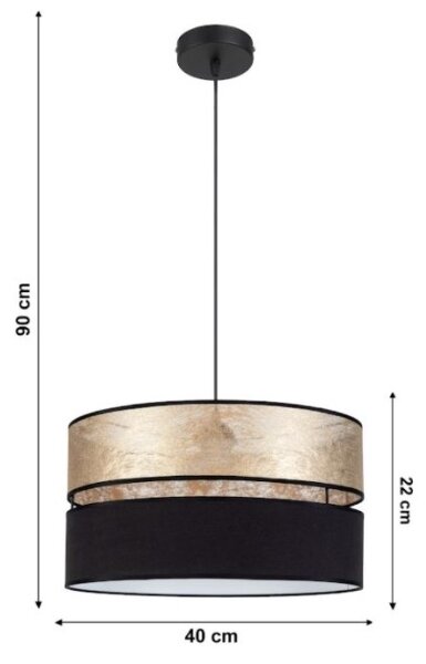 Lampadario su filo LIMA 1xE27/60W/230V dorato/nero