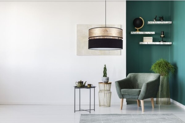 Lampadario su filo LIMA 1xE27/60W/230V dorato/nero