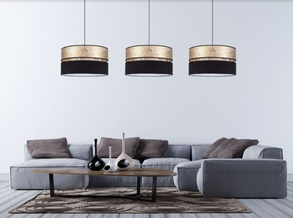 Lampadario su filo LIMA 1xE27/60W/230V dorato/nero