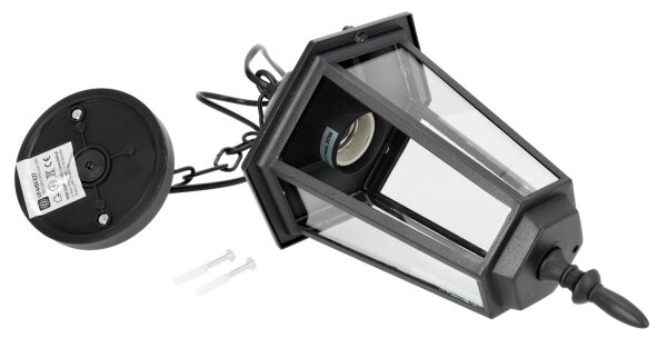 Lampadario da esterno a sospensione con catena 1xE27/60W/230V nero