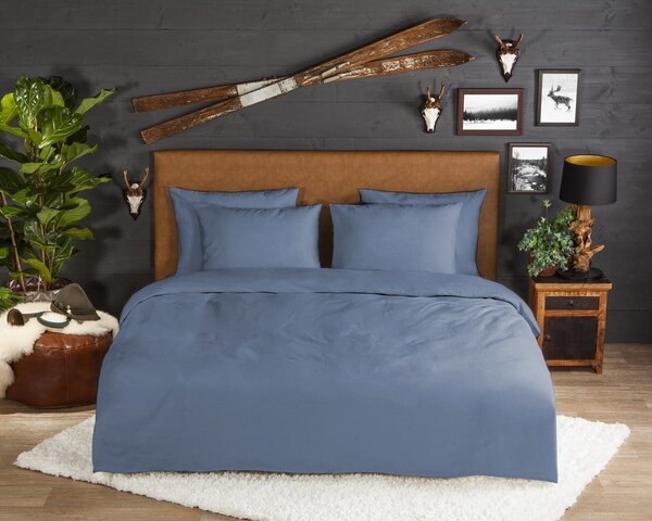 Biancheria da letto blu in flanella per letto matrimoniale/per letto prolungato 240x220 cm – Good Morning