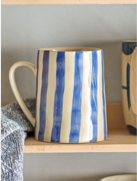 Tazza in gres bianco e blu da 440 ml Begonia - Bloomingville