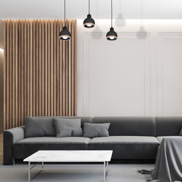 Lampadario su filo OVAL 3xE27/60W/230V nero