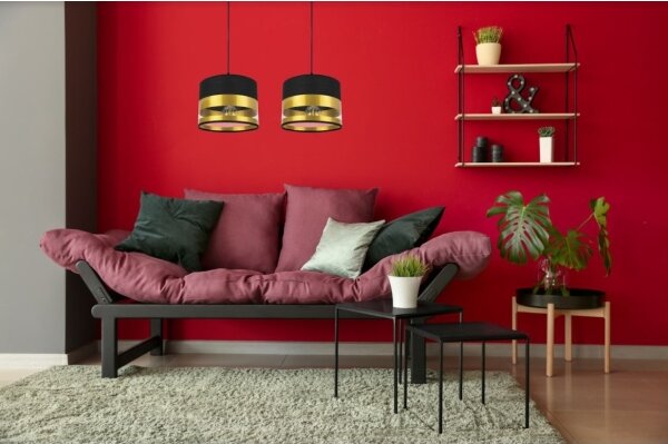 Lampadario su filo MILO 2xE27/60W/230V dorato/nero