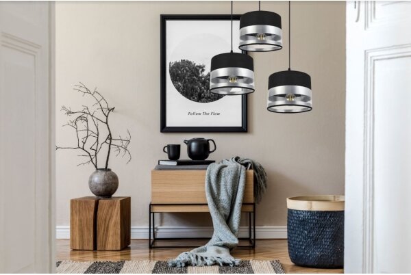 Lampadario su filo MILO 3xE27/60W/230V argento/nero