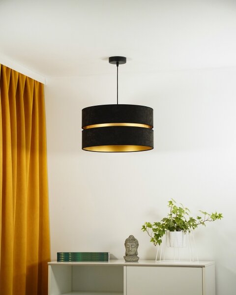 Duolla - Lampadario a sospensione con filo DUO 1xE27/15W/230V diametro 40 cm nero/oro