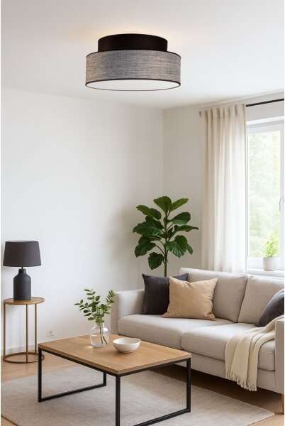 Plafoniera GRACE 1xE27/60W/230V diametro 40 cm nero/grigio
