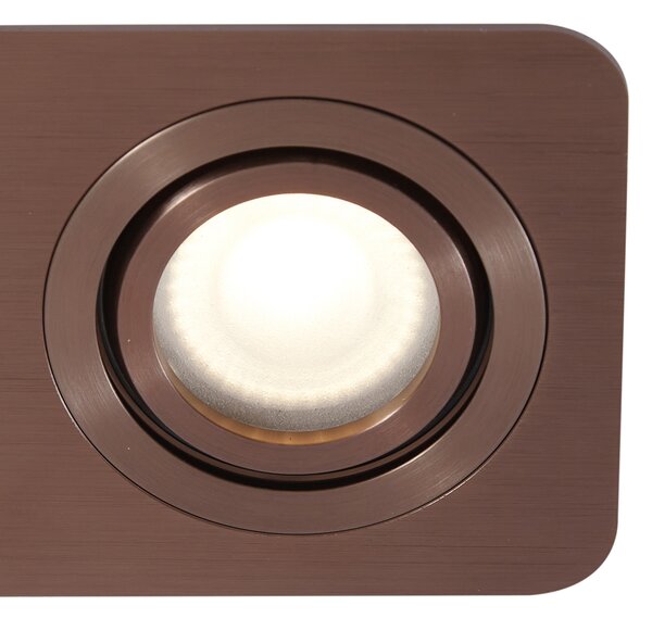 Set di 6 faretti da incasso arrotondati bronzo scuro GU10 50mm orientabili e inclinabili IP44 2 luci - Alberto
