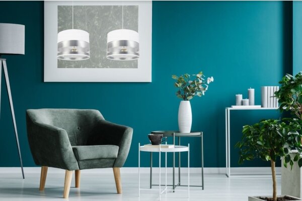 Lampadario su filo MILO 2xE27/60W/230V argento