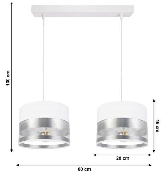 Lampadario su filo MILO 2xE27/60W/230V argento