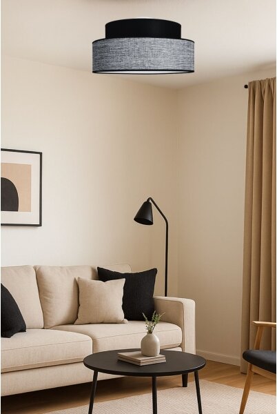 Plafoniera GRACE 1xE27/60W/230V diametro 40 cm nero/grigio