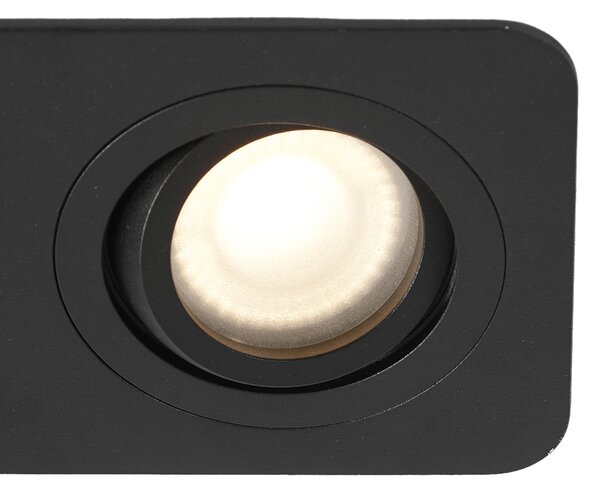 Set di 6 faretti da incasso arrotondati neri GU10 50mm orientabili e inclinabili IP44 2-luci - Alberto