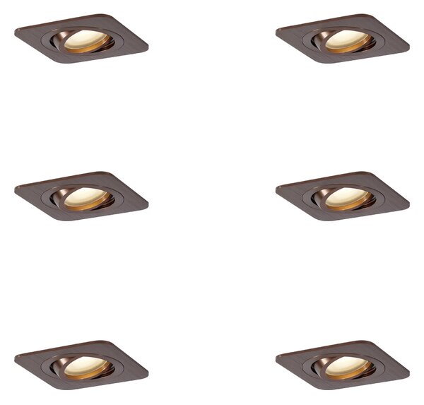 Set di 6 faretti da incasso arrotondati bronzo scuro GU10 50mm IP44 - Alberto