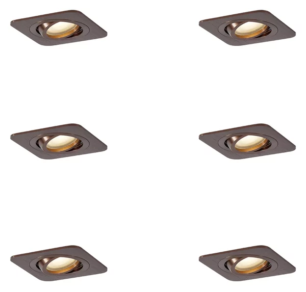 Set di 6 faretti da incasso arrotondati bronzo scuro GU10 50mm IP44 - Alberto