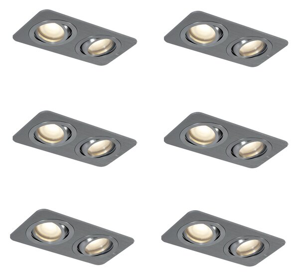 Set di 6 faretti da incasso arrotondati color canna di fucile GU10 50mm regolabili IP44 2 luci - Alberto