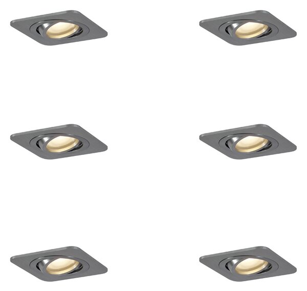 Set di 6 faretti da incasso arrotondati color canna di fucile GU10 50mm regolabili IP44 - Alberto