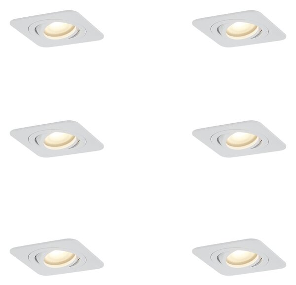 Set di 6 faretti da incasso arrotondati bianchi GU10 50mm orientabili e inclinabili IP44 - Alberto