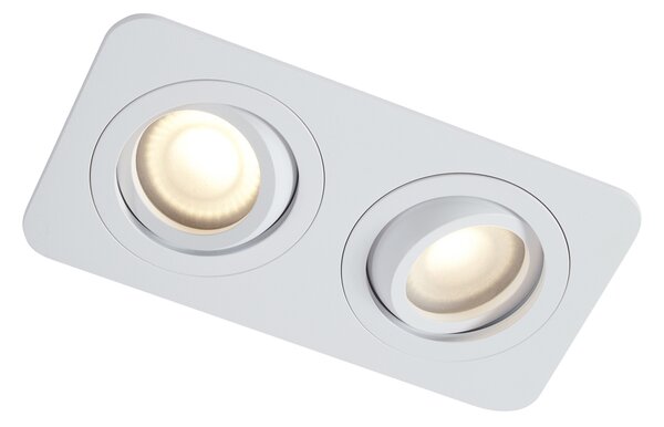 Set di 6 faretti da incasso arrotondati bianchi GU10 50mm orientabili e inclinabili IP44 2-luci - Alberto