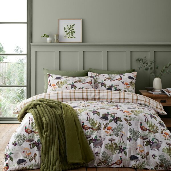 Biancheria da letto in velluto per letto matrimoniale 200x200 cm Woodland Walk - Catherine Lansfield