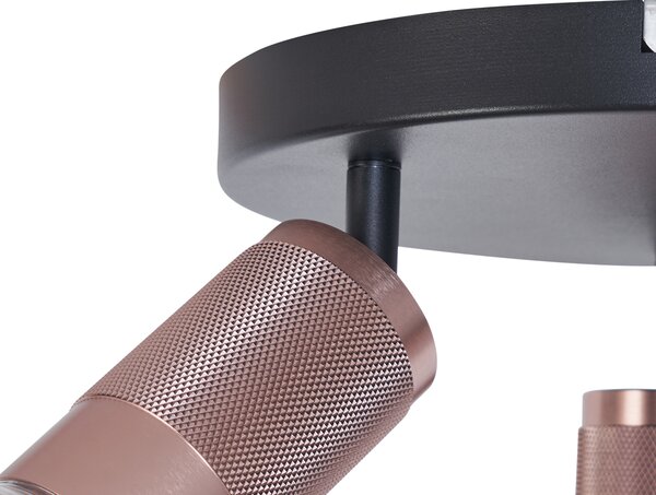 Faretto da soffitto rotondo bronzo scuro 3 luci orientabile - Veerle