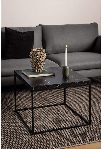 Tavolino nero con piano in marmo 60x60 cm Barossa - Actona