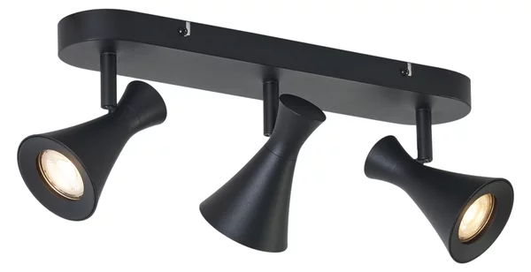 Faretto da soffitto moderno nero a 3 luci regolabile - Triangle