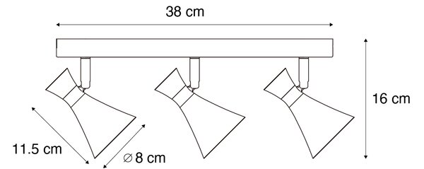 Faretto da soffitto moderno nero a 3 luci regolabile - Triangle