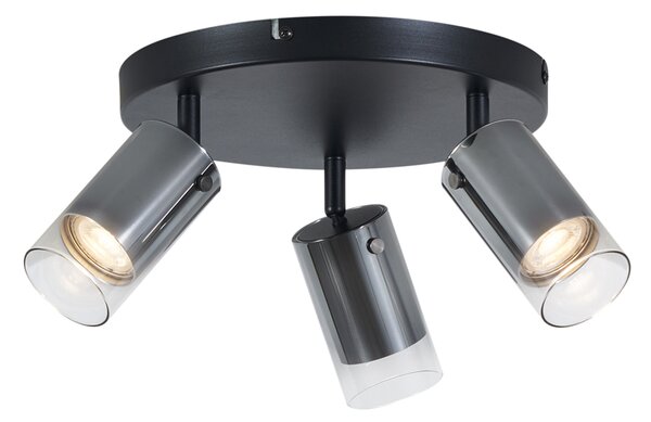 Faretto da soffitto color canna di fucile rotondo a 3 luci ruotabile e regolabile - Drain