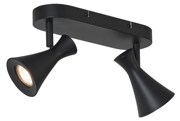 Faretto da soffitto moderno nero 2 luci regolabile - Triangle