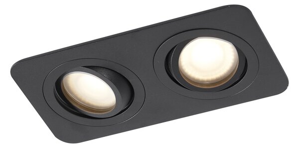 Faretto da incasso rotondo nero GU10 50mm orientabile e inclinabile IP44 2 luci - Alberto