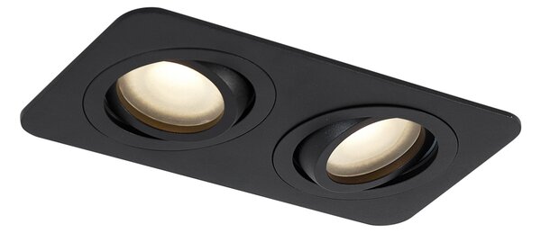 Faretto da incasso rotondo nero GU10 50mm orientabile e inclinabile IP44 2 luci - Alberto