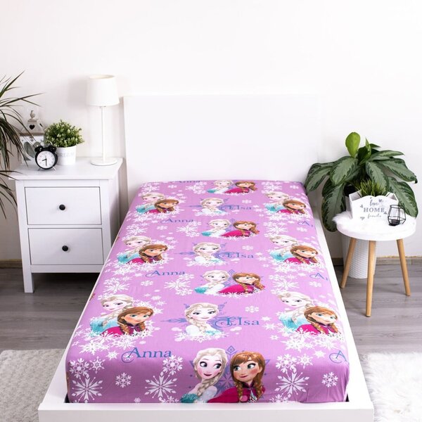Lenzuolo con angoli per bambini in cotone per letto singolo 90x200 cm Frozen – Jerry Fabrics
