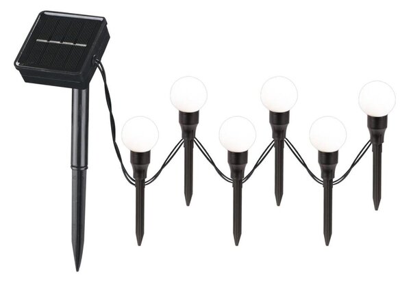 Lampada LED solare KULKI 6xLED/1,2V 600 mAh 4,3 m IP44 nero/bianco