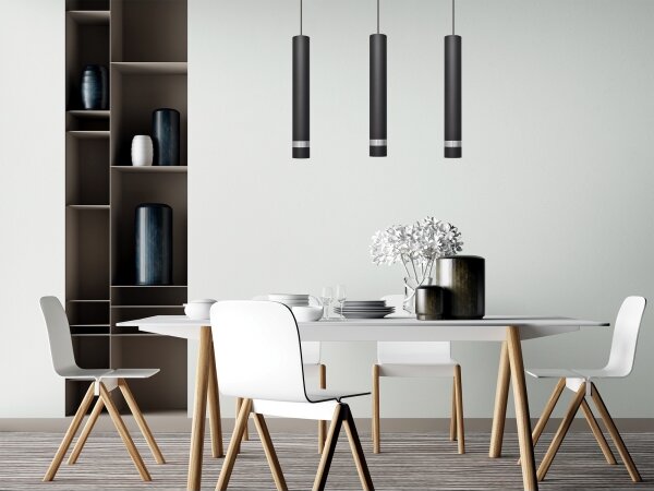 Lampadario LED a sospensione con filo TUBA 3xGU10/4,8W/230V nero/cromo