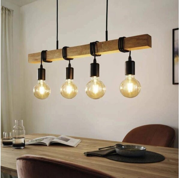 Eglo 33378 - Lampadario LED a sospensione con filo TOWNSHEND 4xE27/4W/230V 2200K beige/nero