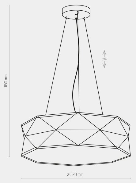Lampadario su corda KANTOOR 1xE27/15W/230V nero