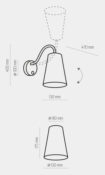 Lampada da parete WIRE 1xE27/15W/230V nero/oro