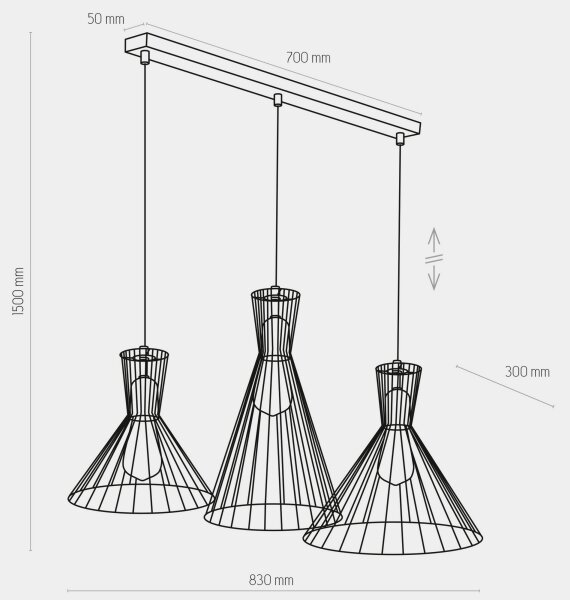 Lampadario a sospensione con filo SAHARA 3xE27/60W/230V