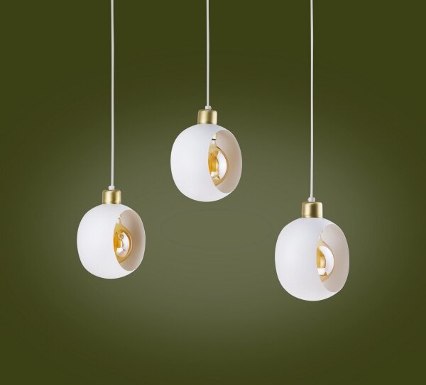 Lampadario a sospensione con filo CYKLOP 3xE27/60W/230V bianco